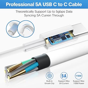 Mac Book Pro Charger - 118W USB C Charger Fast Charger Compatible with MacBook Pro/Air, M1 M2 M3 M4 M5, ipad Pro, Samsung Galaxy and More, Include Charge Cable