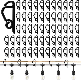 Upgraded String Light Siding Clips Sliding Hooks Light Hanging Hooks Outdoor Weatherproof Plastic Clips for String Lights Xmas Decor Light Clip Hooks Christmas Decor(Pack of 60, Black) (Black)
