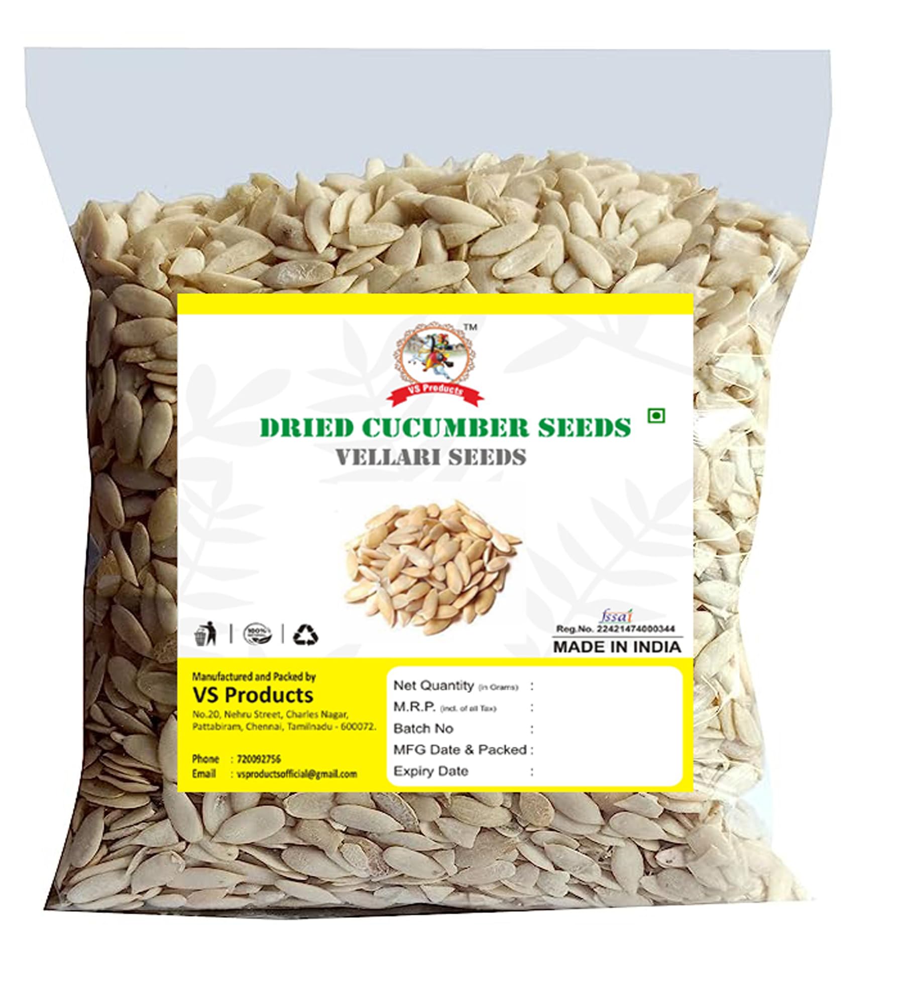 VS Products Dried Cucumber Seeds, 50g, Kheera Magaz, Vellari Seeds, Kheera Seeds, Hybrid Seeds, Kakdi Ke Beej, (pack of 1 x 50g) (B09GPN9PLG) Amazon Price History, Amazon Price Tracker