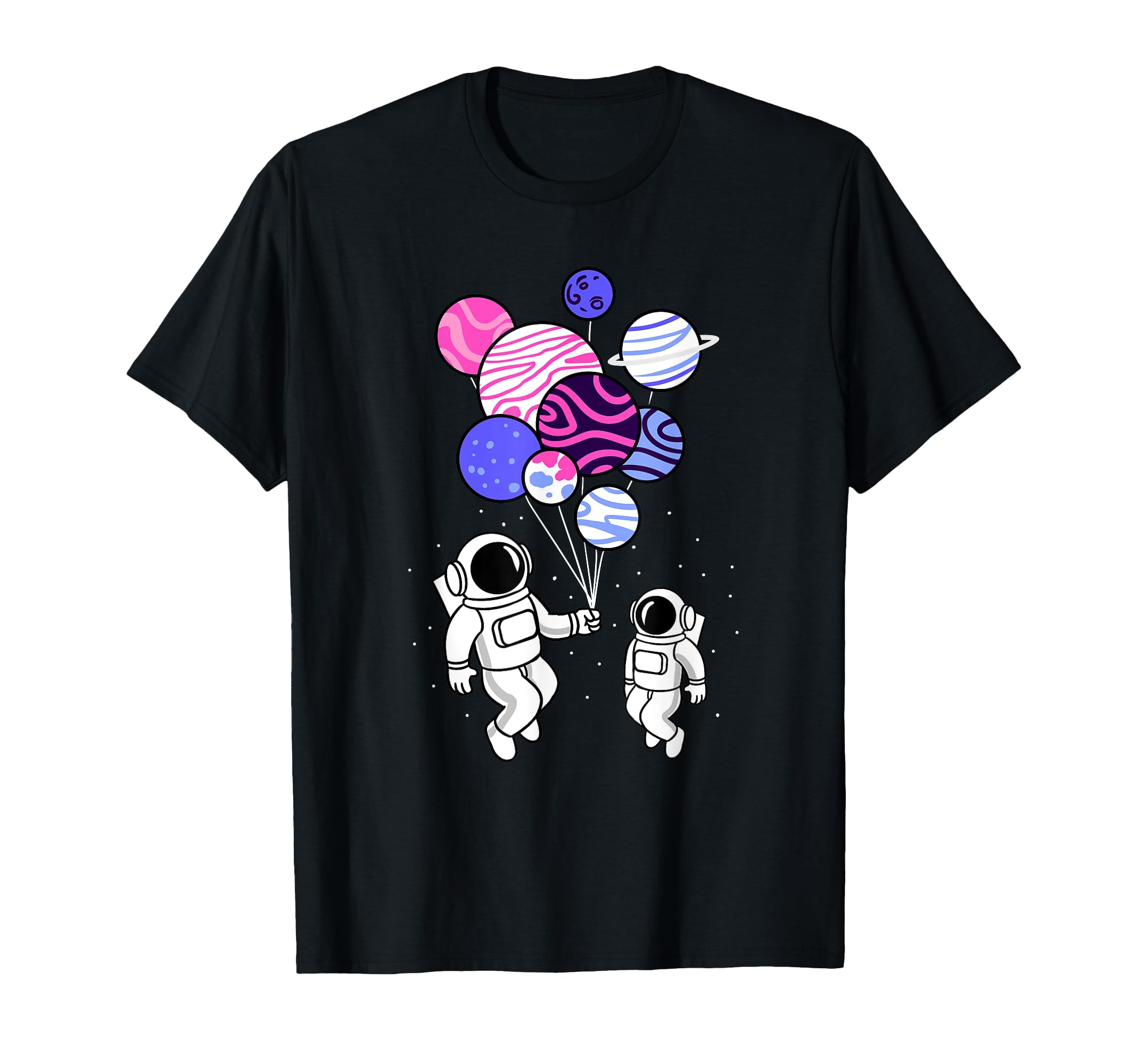Astronaut Holding Omnisexual Planet Balloons Omnisexual T-Shirt, Black