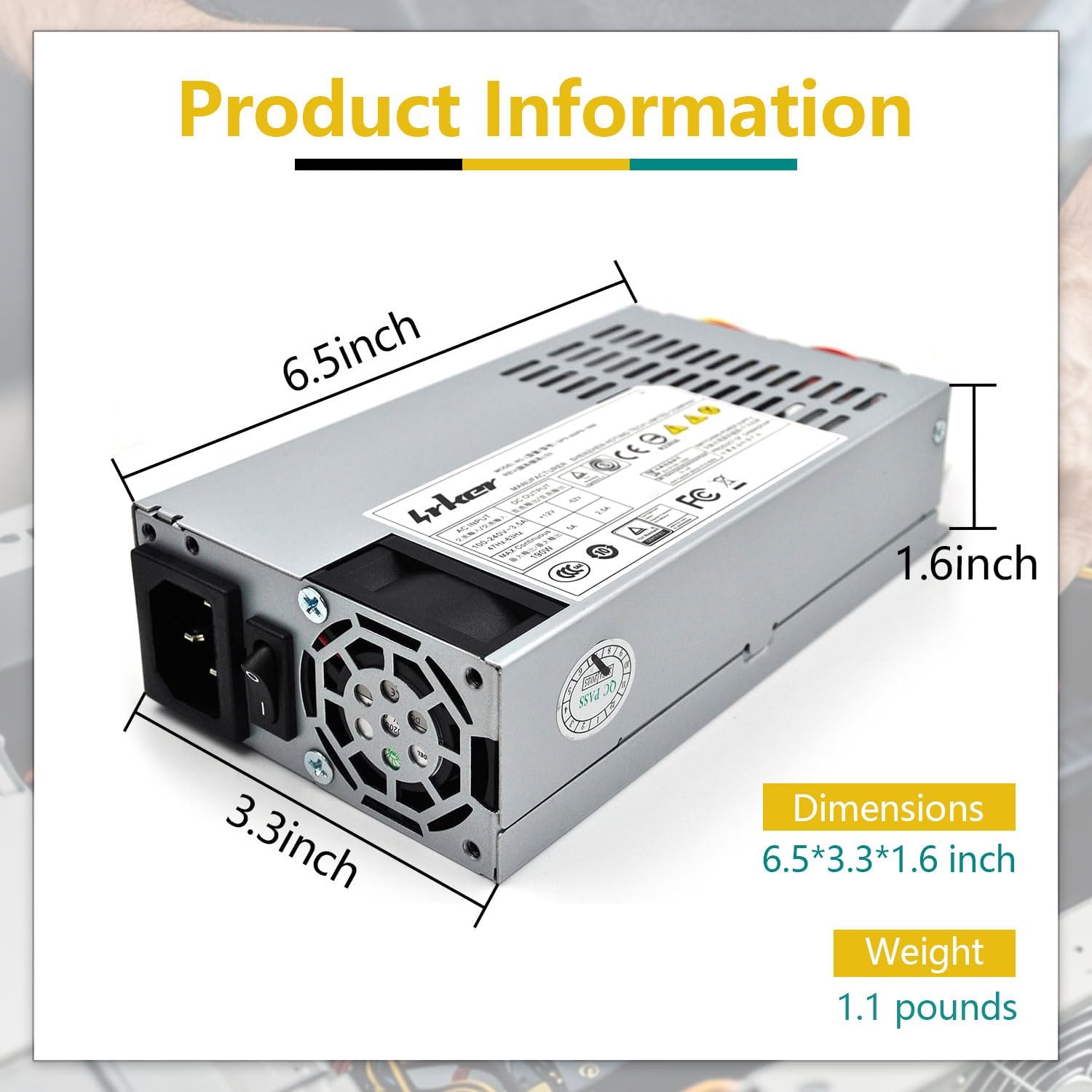 190W Power Supply Compatible with Delta, AC100-240V, 3.5A, 47-63HZ, DPS-200PB-185B