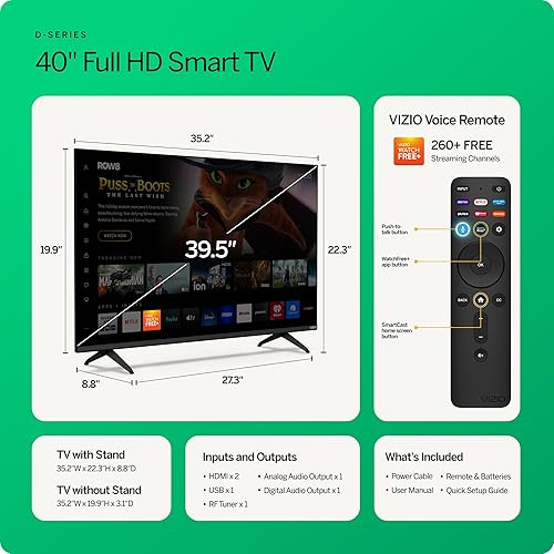Miniatura 4 de VIZIO Smart TV Full HD 1080p de la serie D de 40 pulgadas con Apple AirPlay y Chromecast integrado, compatibilidad con Alexa, D40fM-K09, modelo 2023