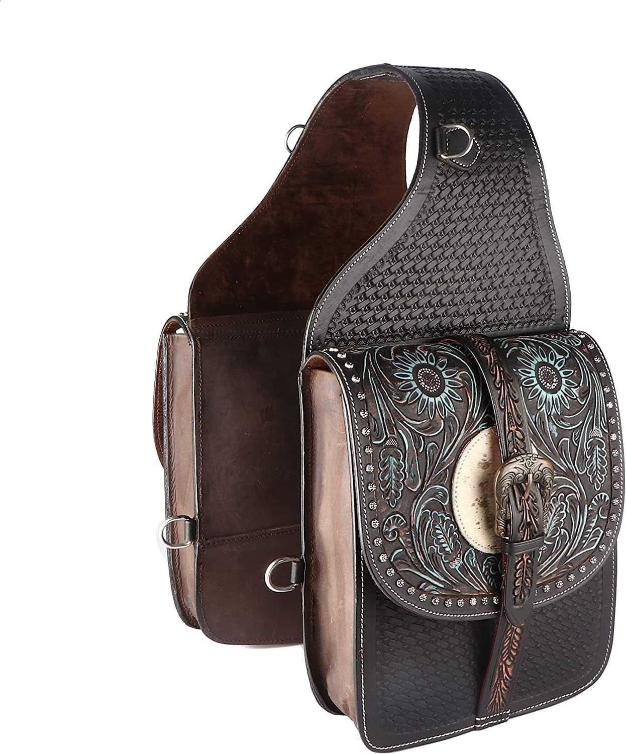 Western Leather Saddle Bag for Horse | Horse Riding Pleasure Trail Ride Suitable for Horse Riding and Barrel Racing | Saddle Bag with Adjustable Strap ||Size- medium (27)