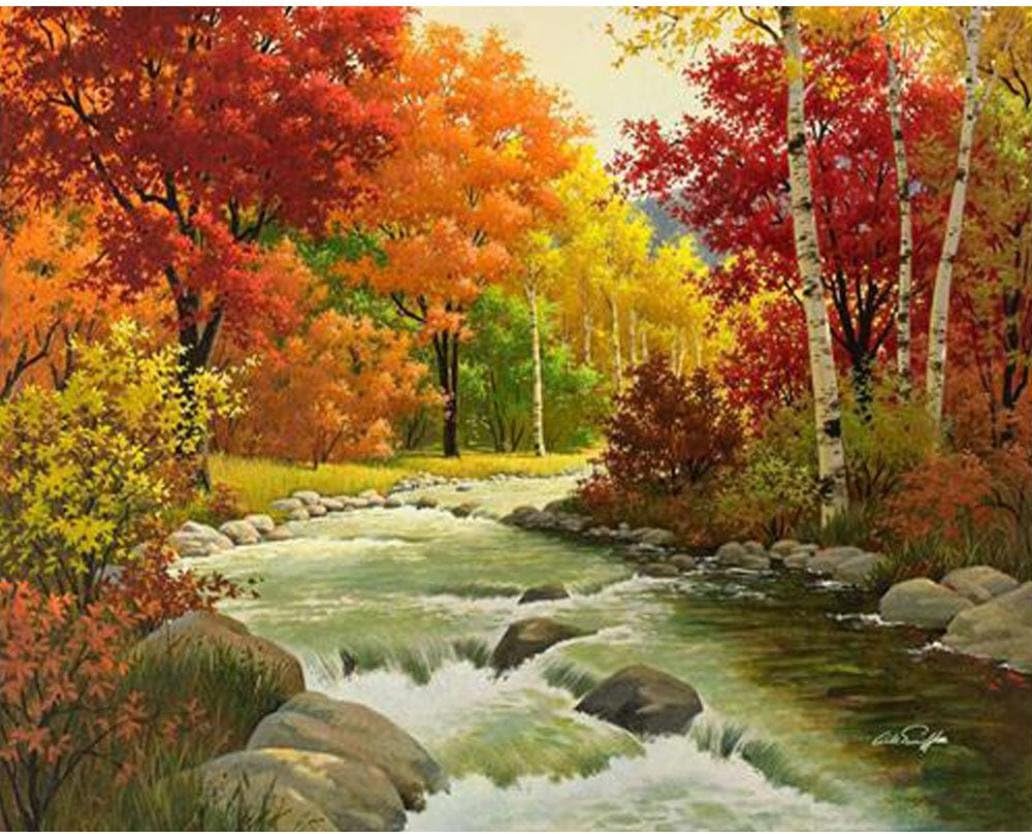 5D Full Drill Diamond Painting,Jchen(TM) Home Decorations Craft Spring Summer Fall Winter 5D DIY Diamond Painting Kit Pasted DIY Diamond Painting Cross Stitch (Fall)