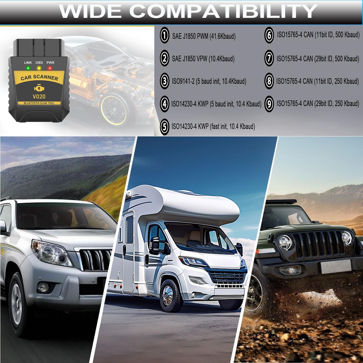 Journeyside OBD2 Diagnostic Voiture, Bluetooth Scanner Auto Diagnostic, Valise