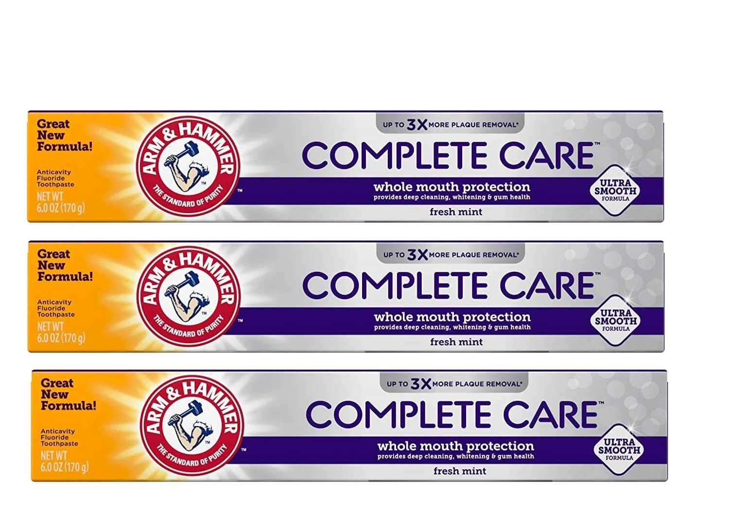 Arm Toothpaste Complete Care Fresh Mint 6 OZ (Pack of 3) by Arm & Hammer