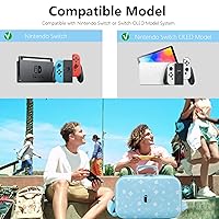 Vista 4 de Funda para Switch compatible con Nintendo SwitchSwitch modelo OLED, protección completa portátil, carcasa dura, forro suave, funda de almacenamiento