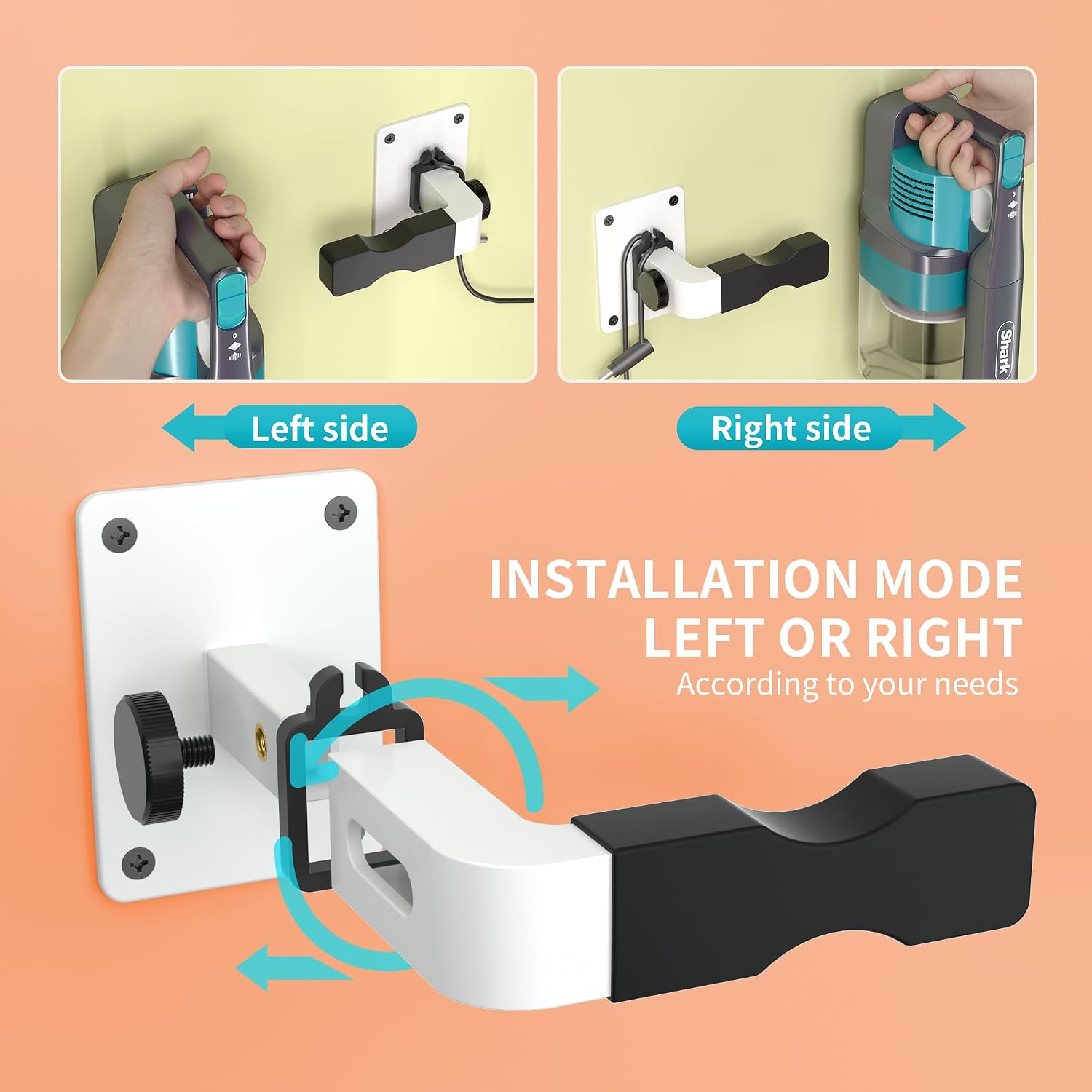 Shark Vacuum Wall Mount for Vacuum Stand Shark Cordless Vacuum Mount Compatible for V7 V8 V10 V11 V12 V15 Shark IX141 IZ562H IZ682H IZ361H IZ462H IZ163H IZ363HT IZ483H (White+Clip)