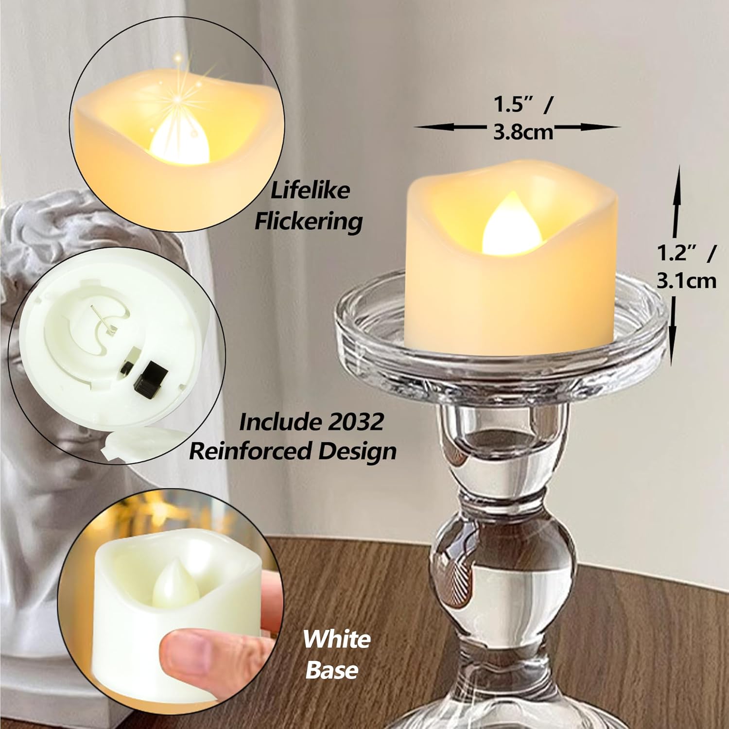 Flameless LED Tealight Candles Flickering Battery Operated Votive Candles for Home Table Halloween Christmas Wedding Party Decorations Long Lasting Electric Candle Lights 48 Pack Batteries Included