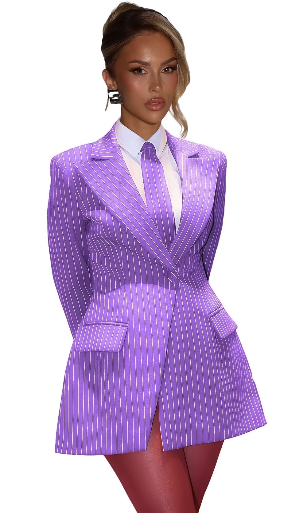 Blazer Dress for Women Sexy Elegant Stripes Short Bridesmaid Dresses Bodycon Peak Lapel Work Office Blazer Jacket with
