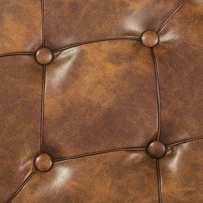 Image of 3-Seater Upholstered Ottoman Bench with Storage | Caramel |62.4 x 20.1 x 20.7 Inch| Elegant Multi-Purpose with 6-Inch Wooden Legs for Living Room, Bedroom, Entryway