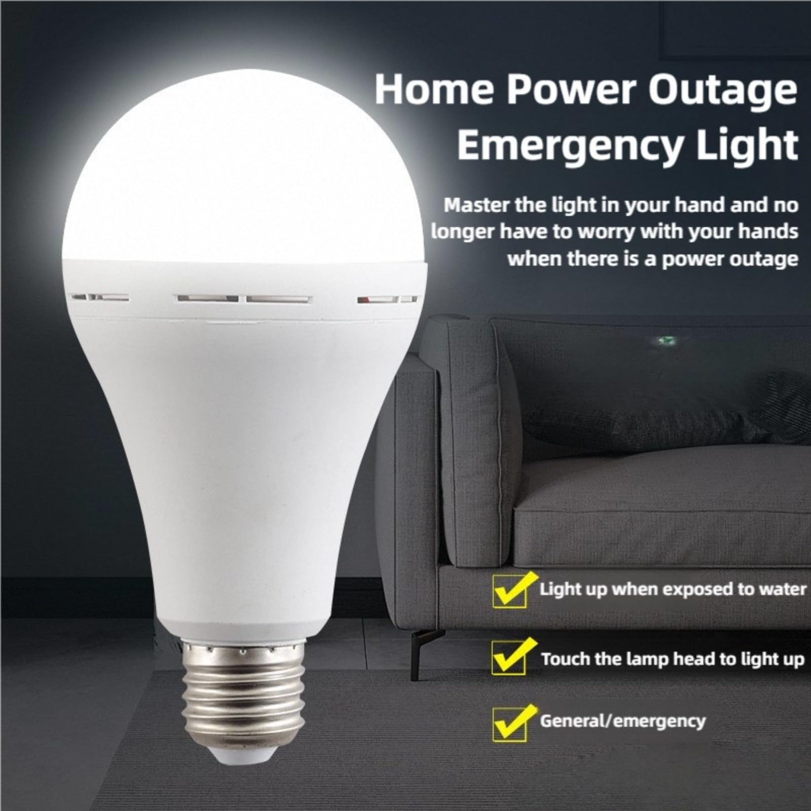 4/6 Pack Rechargeable Emergency Light Bulbs, Emergency Rechargeable Light Bulbs for Power Outage, Attery Powered Energy Efficient LED Light Bulb 6000K Daylight, for Home Power Outage Camping (6PCS)