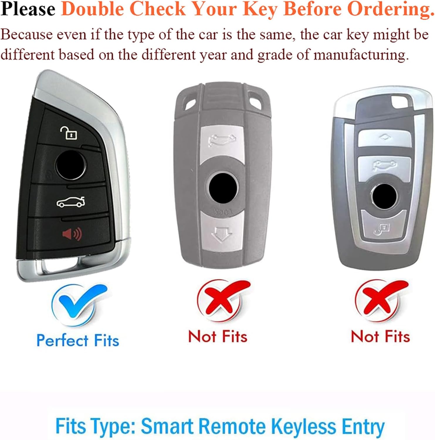 SANRILY Carbon Fiber Pattern Keychain Holder 4 Button Smart Key Fob Cover Fit for BMW X1 2014-2022 X5 X6 X3 X4 X7, 2 3 5 6 7 M Series Keyless Key Case Black-silver