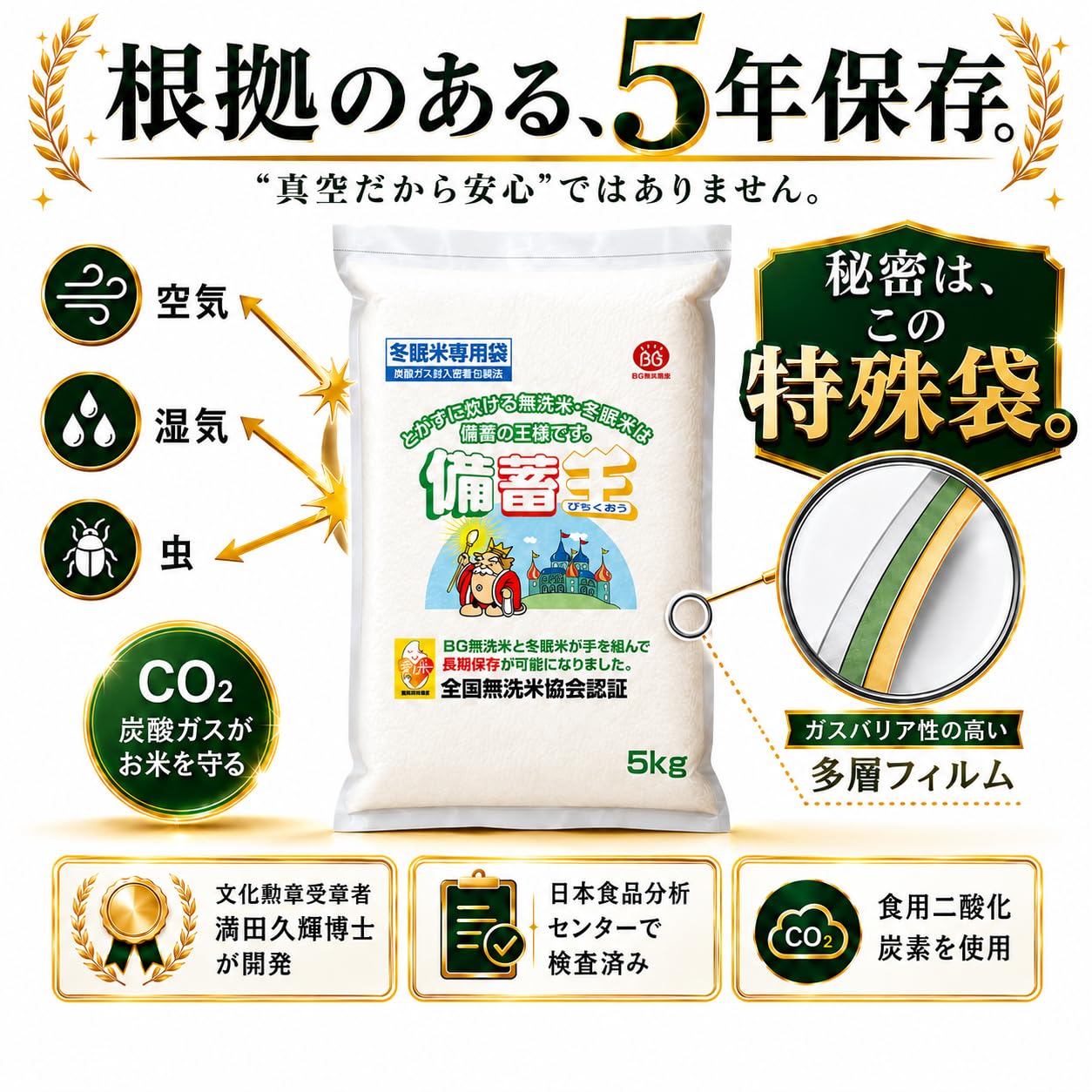 Amazon.co.jp: 【5年保存】備蓄王｜令和7年産 長野県産こしひかり5kg×4