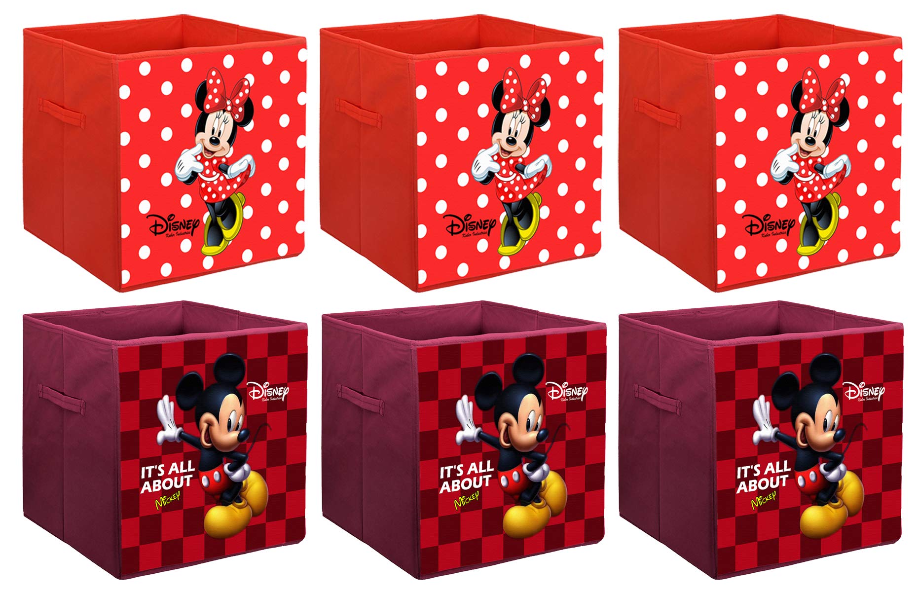 Kuber Industries Disney Mickey Minnie Print Non Woven Fabric 6 Pieces Foldable Large Size Cloth Storage Box Toy, Books Wardrobe Organiser Cube with Handle (Red & Maroon)-KUBMART10838 (B08KMC4R32) Amazon Price History, Amazon Price Tracker