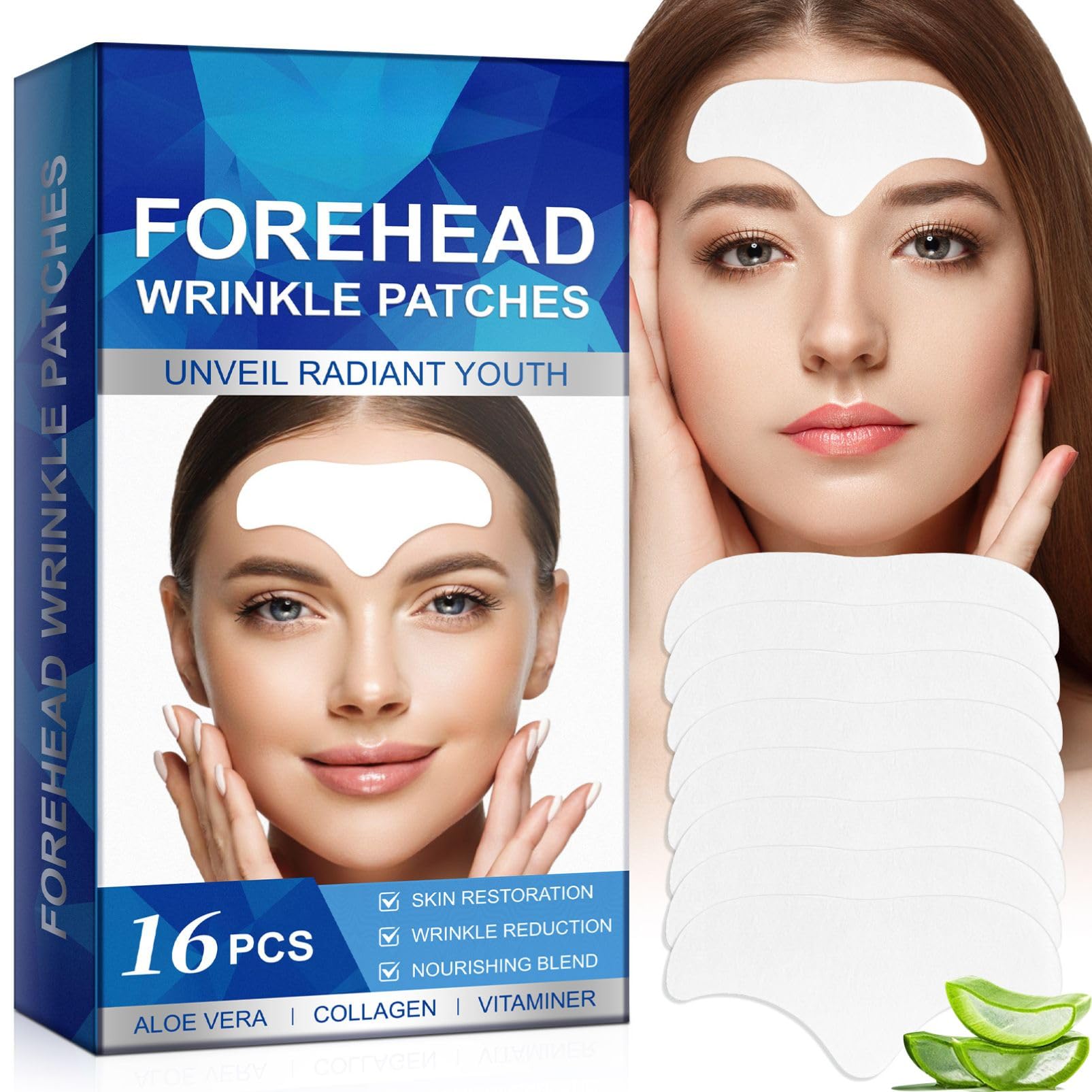 Forehead Wrinkle Patches, Anti Wrinkle Patches with Aloe Vera & Collagen