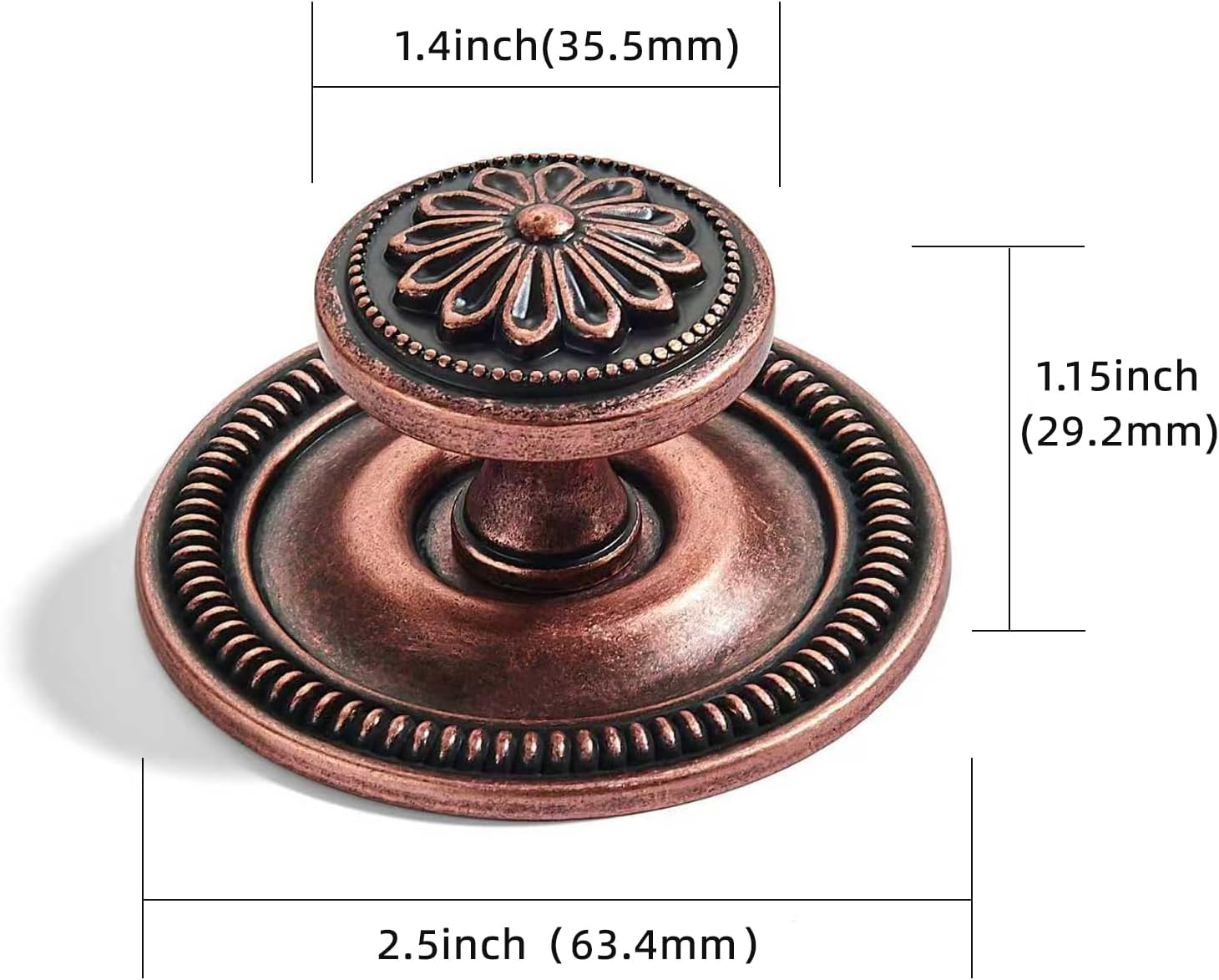 khtumeware 10 Pack 2.5 Inch Antique Copper Cabinet knobs with Backplate,Vintage Backplate for Drawer knobs, Bi-Fold Door Knobs
