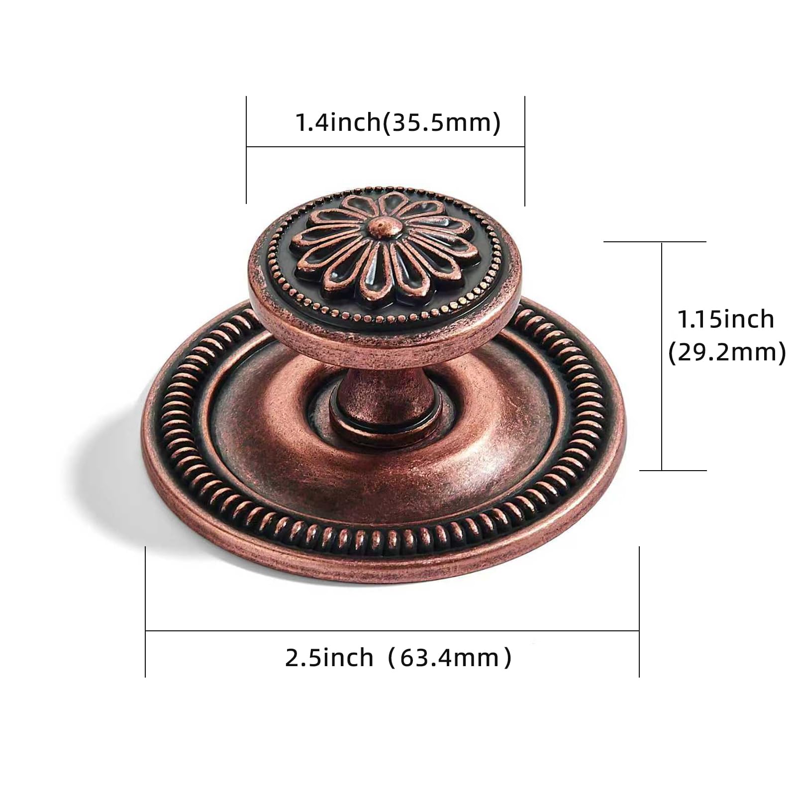 KHTUMEWARE-321+305 Round Knob, Antique Copper, 2-1/2 in (64 mm), 2-Pack in Antique Copper — KHTUMEWARE