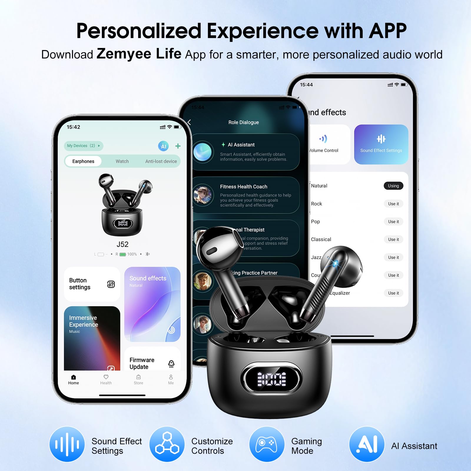 Cuffie Bluetooth 5.4 2026 Nuovo, Auricolari Wireless con Riduzione del Rumore ENC 4 Microfoni, 49 Ore di Riproduzione Display LED, IPX7 Impermeabili Sport, Accoppiamento Automatico Android/iOS