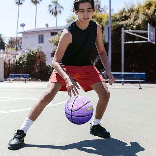 Miniatura 3 de Glitter Shiny Basketball Gift - Sparkle Glow Engraved Personalized Leather Basketball Indoor Outdoor Size 56 7 for Men, Women (with Pump)