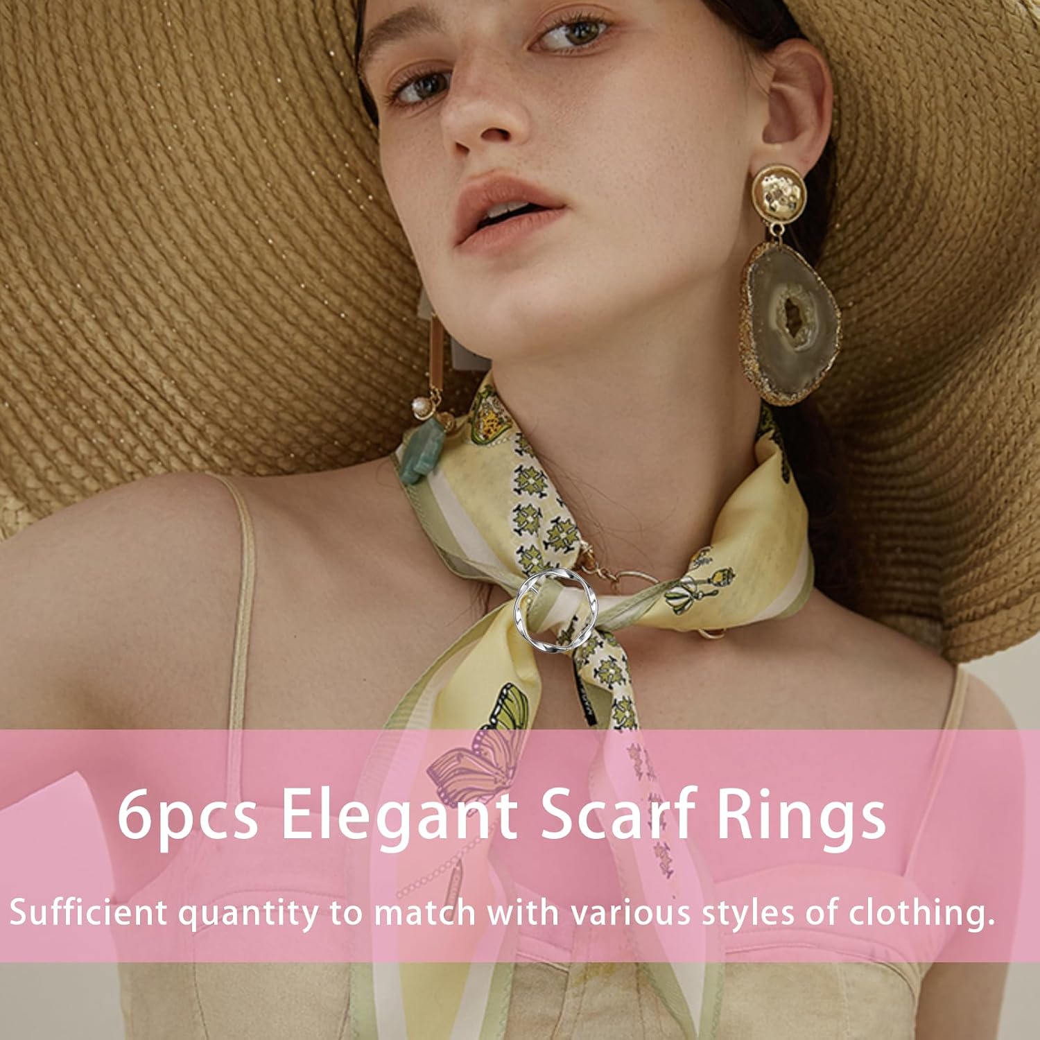 Giantree 6-Piece Scarf Loop Clip, Cute Scarf Buckle, Women's T-Shirt Tie Clips Clothing Corner Fastening Buckle, Fashionable Metal Round Shirt Clip for Loose Clothes Shirts and Dresses (Silver/Gold) - Image 4