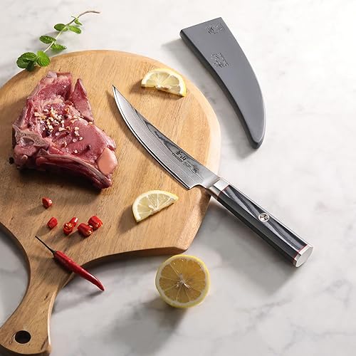 Miniatura 5 de Cangshan YARI Series 501257 - Cuchillo deshuesador de 6 pulgadas con funda, acero de Damasco X-7