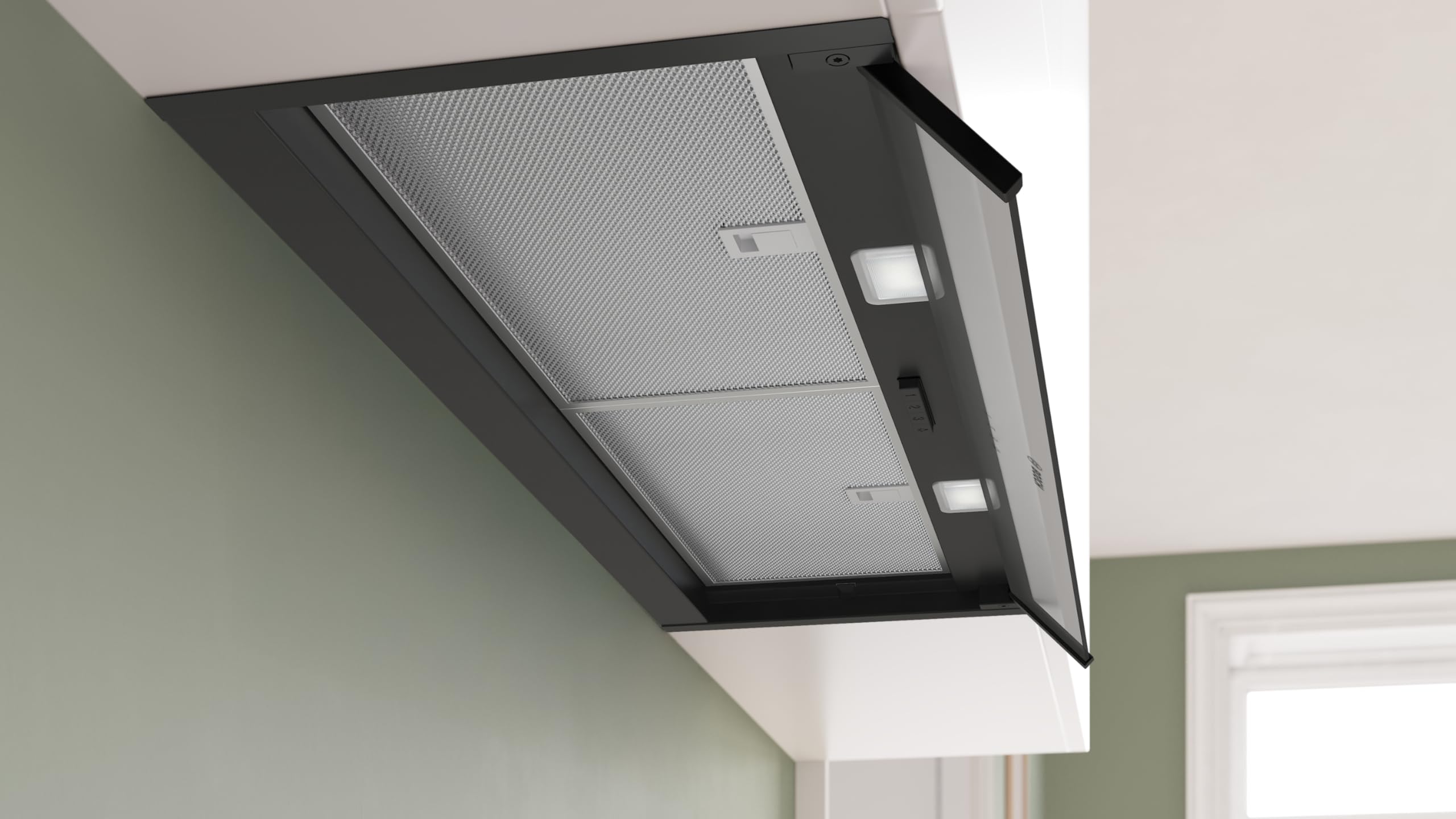 Serie 4, Integrierte Designhaube, 90 cm, Klarglas, Mattschwarz, DBB95CC60