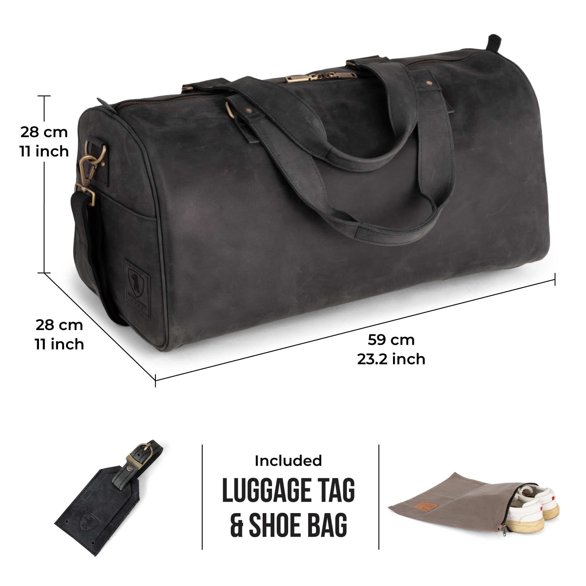 Berliner Bags Weekender Oslo skórzana torba podróżna dla mężczyzn i kobiet, brązowa duża 45 l