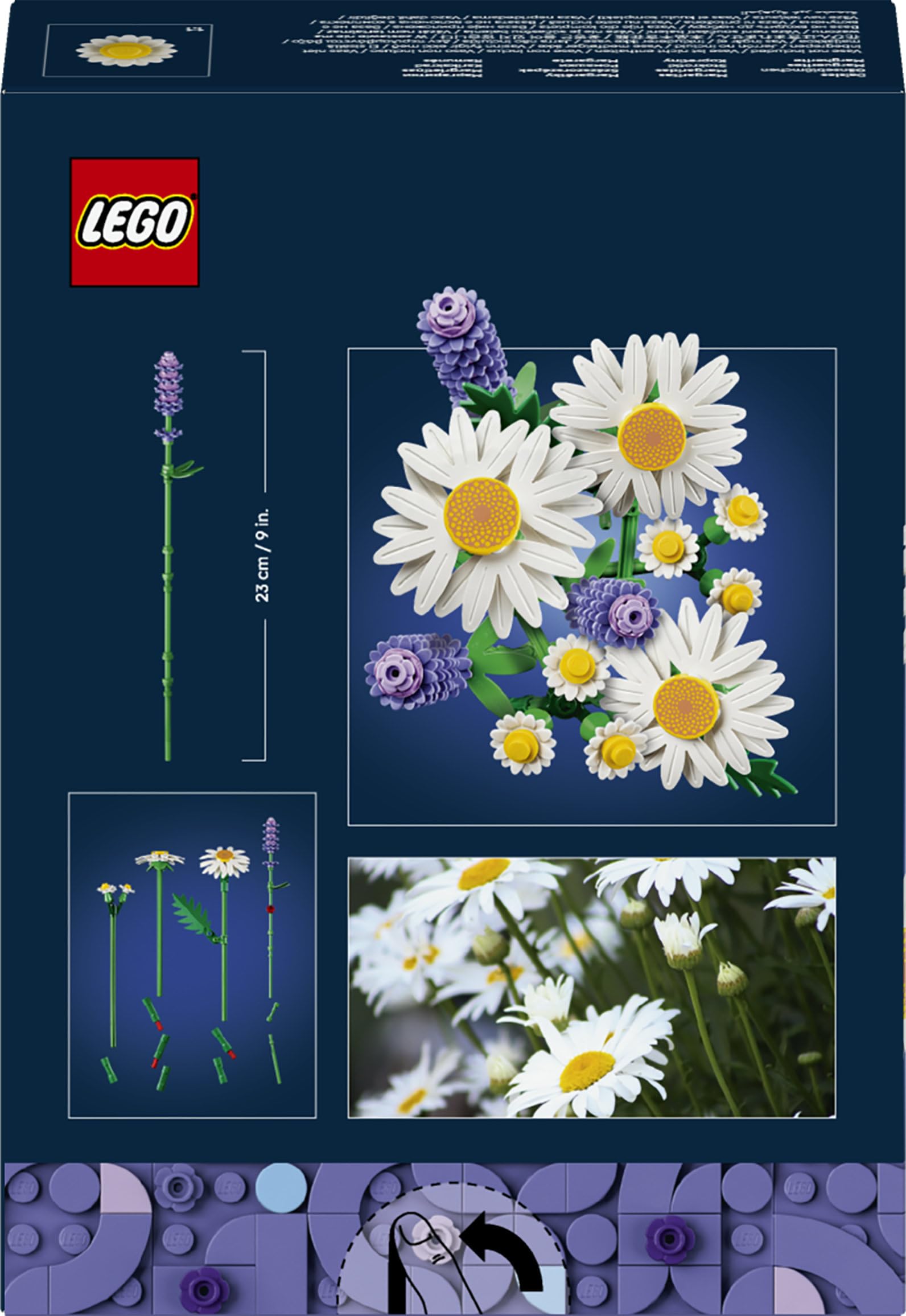 LEGO Botanicals Marguerites - Bouquet de Fleurs Artificielles - Marguerites & Lavande - Décoration Chambre d'enfant DIY - Cadeau d'anniversaire pour Fille 9 Ans ou Adulte Passionné.e de Plantes 11508