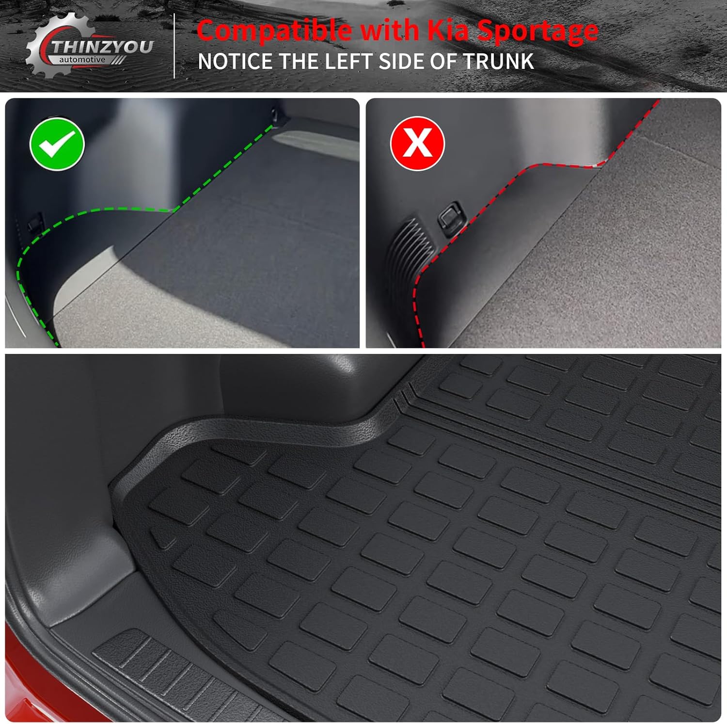 Cargo Mat Compatible with 2023 2024 2025 2026 KIA Sportage Cargo Liner Trunk Liner TPE Back Seat Cover Protector 2025 Sportage Accessories Non-Plug-in Hybrid (Trunk Mat+Backrest Mats) - Image 2