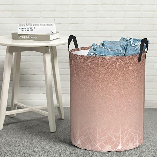 Miniatura 8 de Cesta circular con estampado de oro rosa, impermeable, cesta organizadora de lavandería, con asas, para ropa, juguetes, tamaño mediano