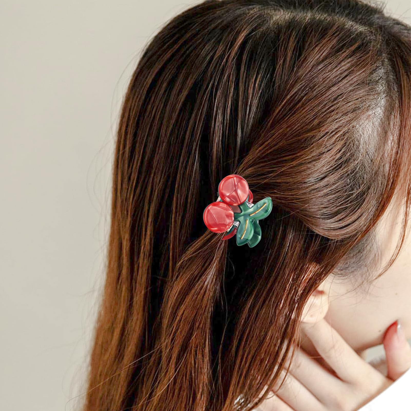 Amazon.com: PLwelth Small Cherry Hair Claw Clips Mini Hair  display picture 3
