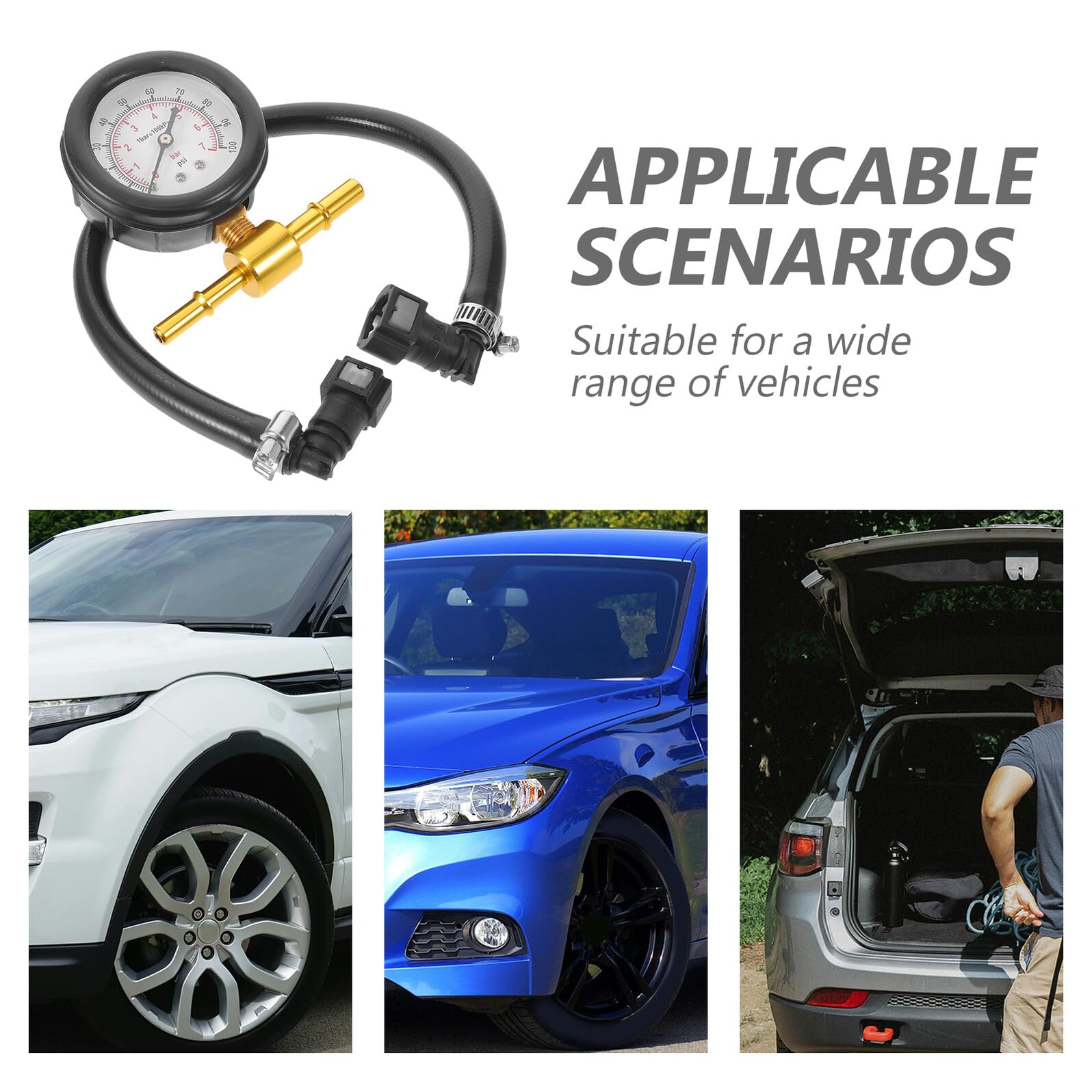 Tester Pressione Carburante Digitale per Auto, Veicoli a Due Ruote e Camion