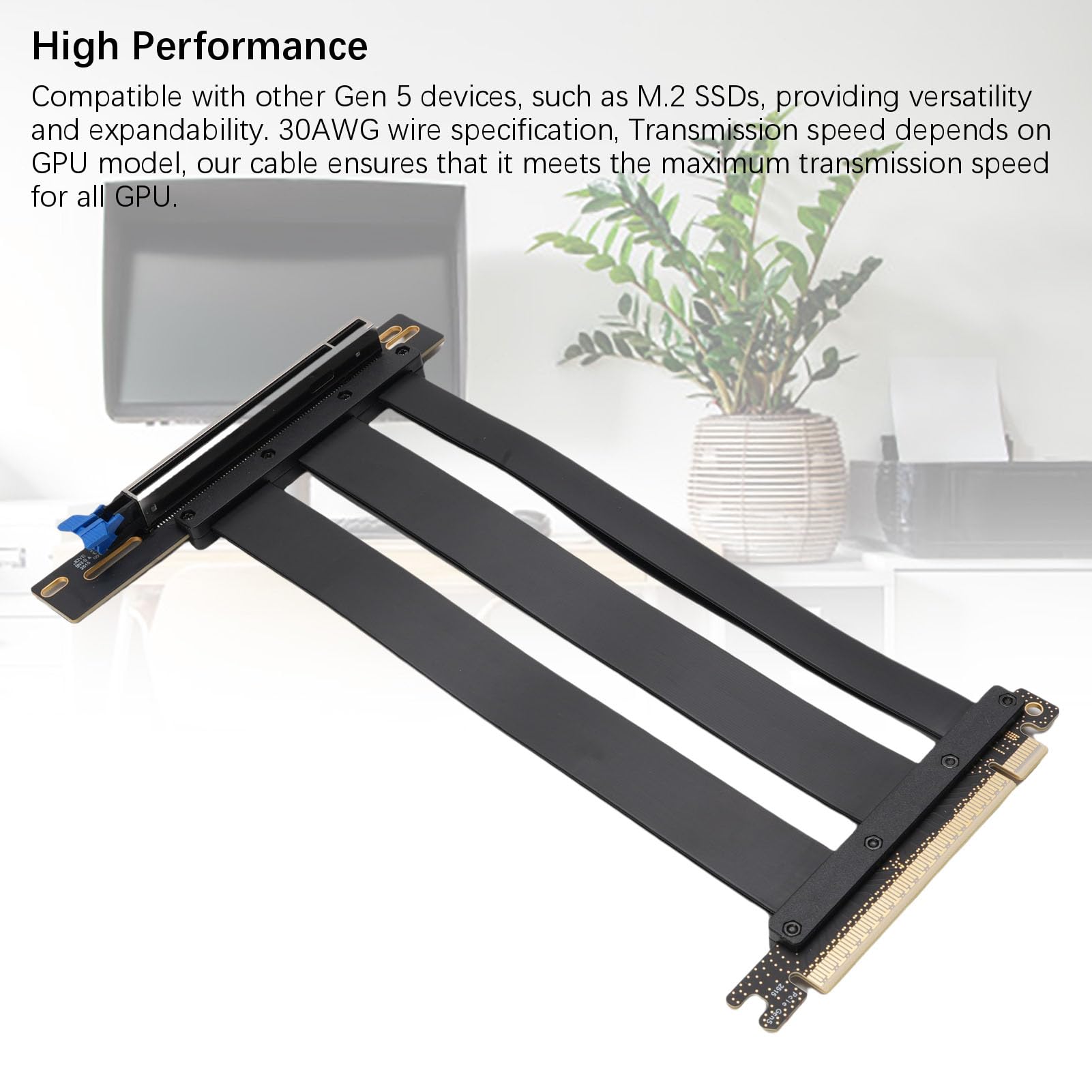 ASHATA Cavo Riser PCIE 5.0 per 5090 RX8900 RX7900XTX, cavo di estensione della scheda grafica GPU Gen 5 PCIE 16X 128 GB/s compatibile con 4.0 (30 cm)