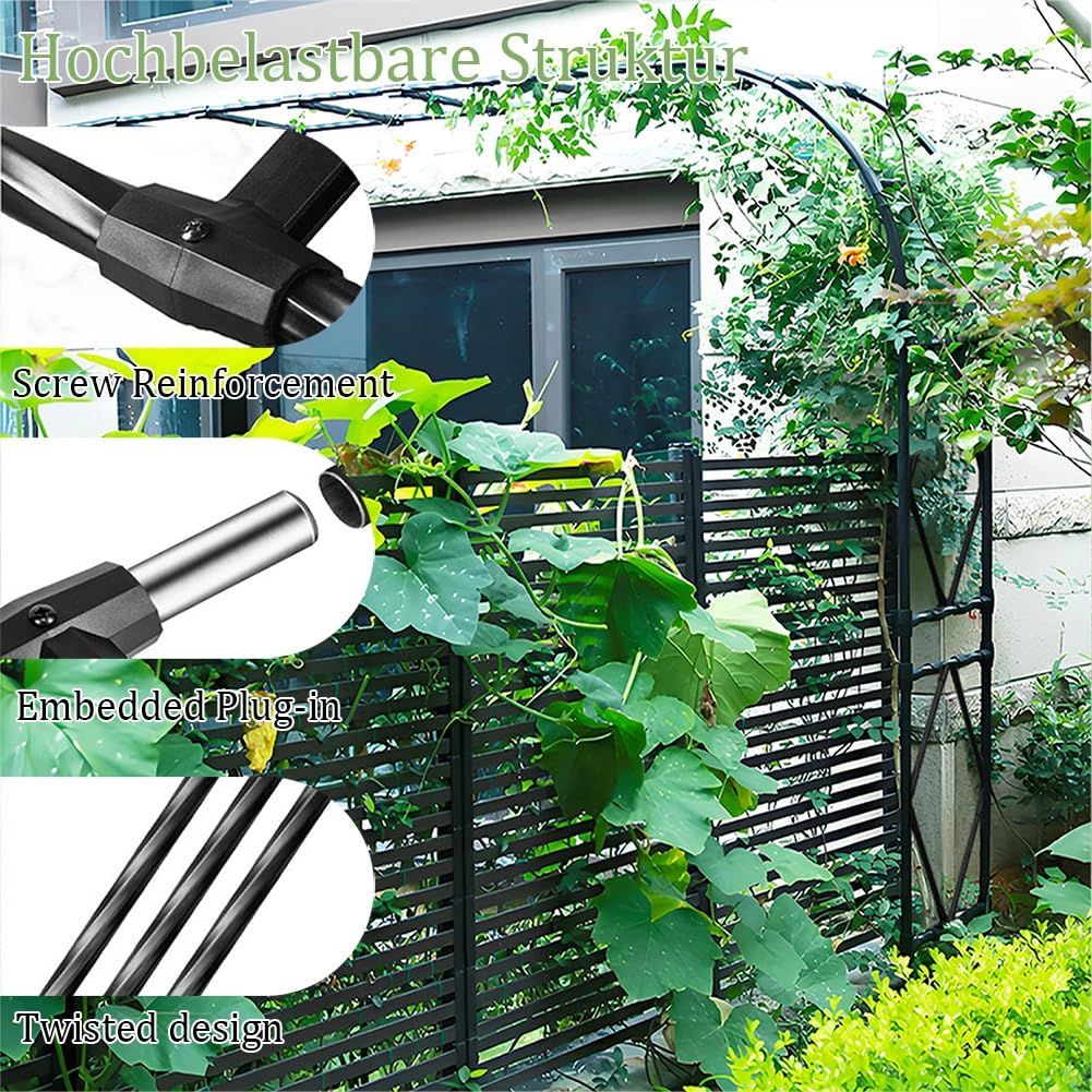 Arco da giardino stabile in metallo per piante rampicanti, altezza 2,4 m, bianco, mezzo arco, decorazione da giardino all'aperto, perfetto per rose e viti (larghezza 210 x altezza 240 cm)