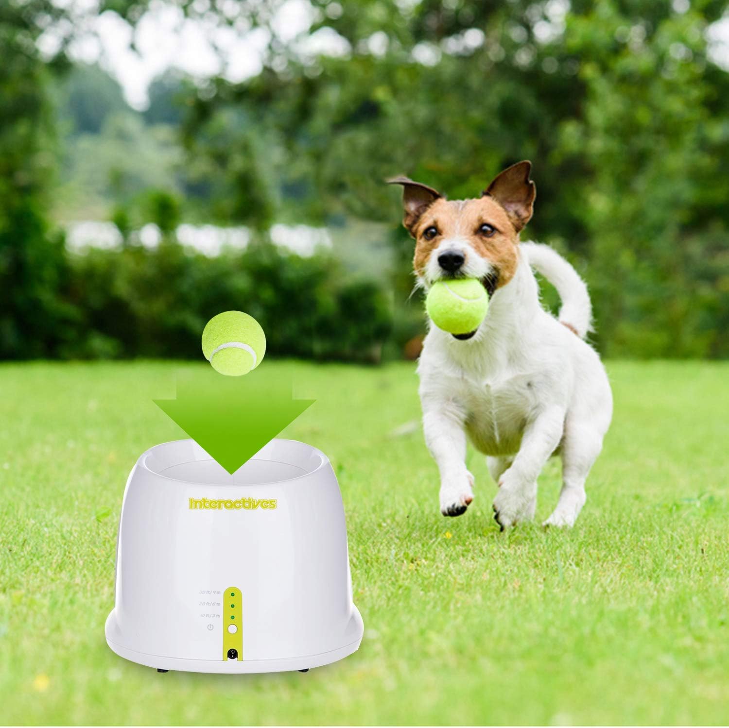 All for Paws Interactive Automatic Ball Launcher Dog Toy, Tennis Ball Throwing Machine for Dog Training, 3 Balls Included