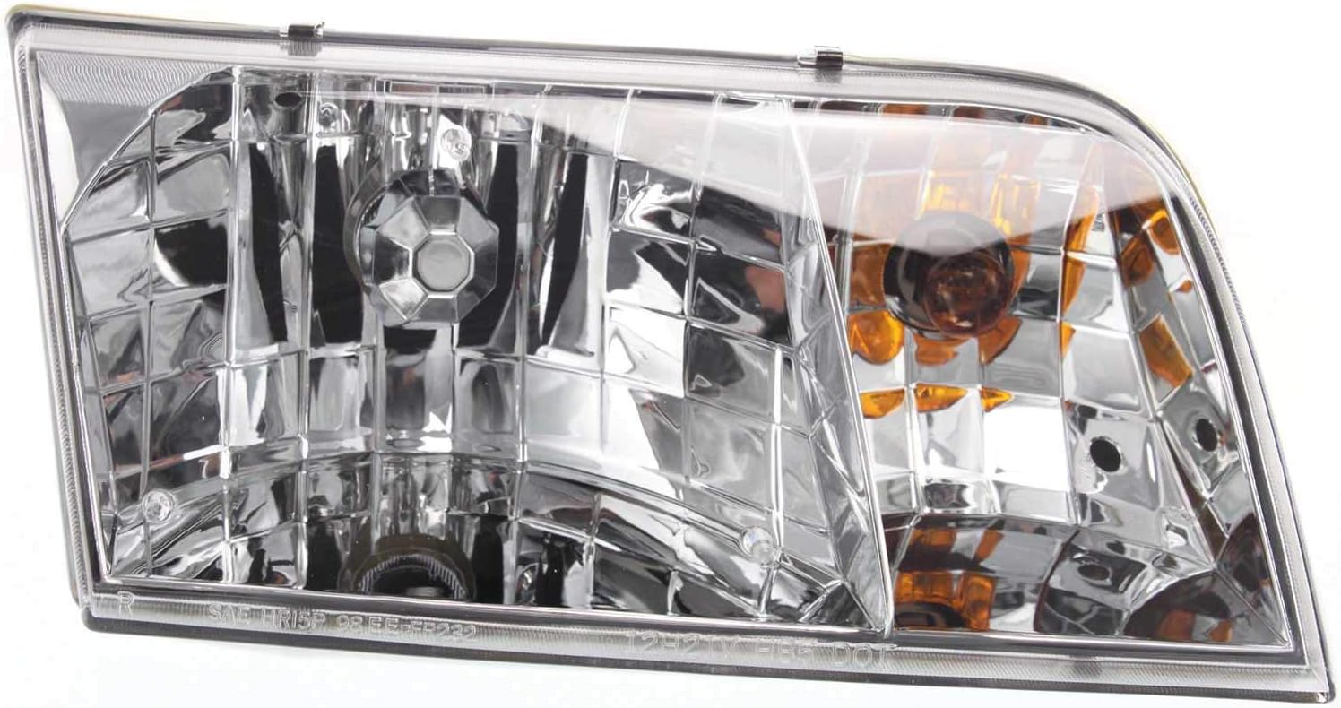 Evan Fischer Driver and Passenger Side Headlight for Ford Crown Victoria 1998-2011 Halogen With bulbs & Park Light Bulbs Replaces # 4W7Z13008A, 4W7Z13008B