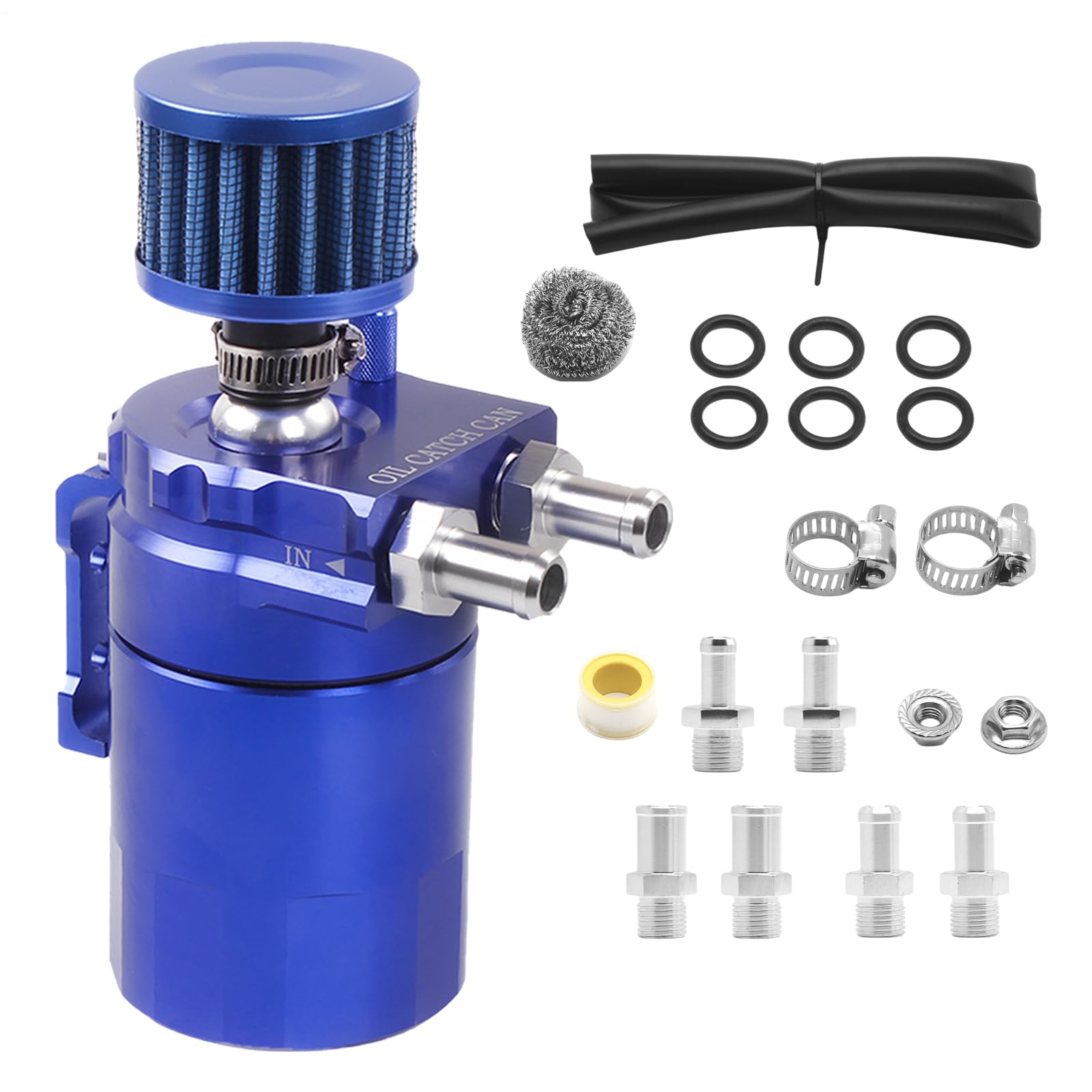 Pobine olio - Serbatoio separatore olio in alluminio per PCV motore, cattura olio ad alte prestazioni Can con strisce | Impedisce l'accumulo di vapore olio e