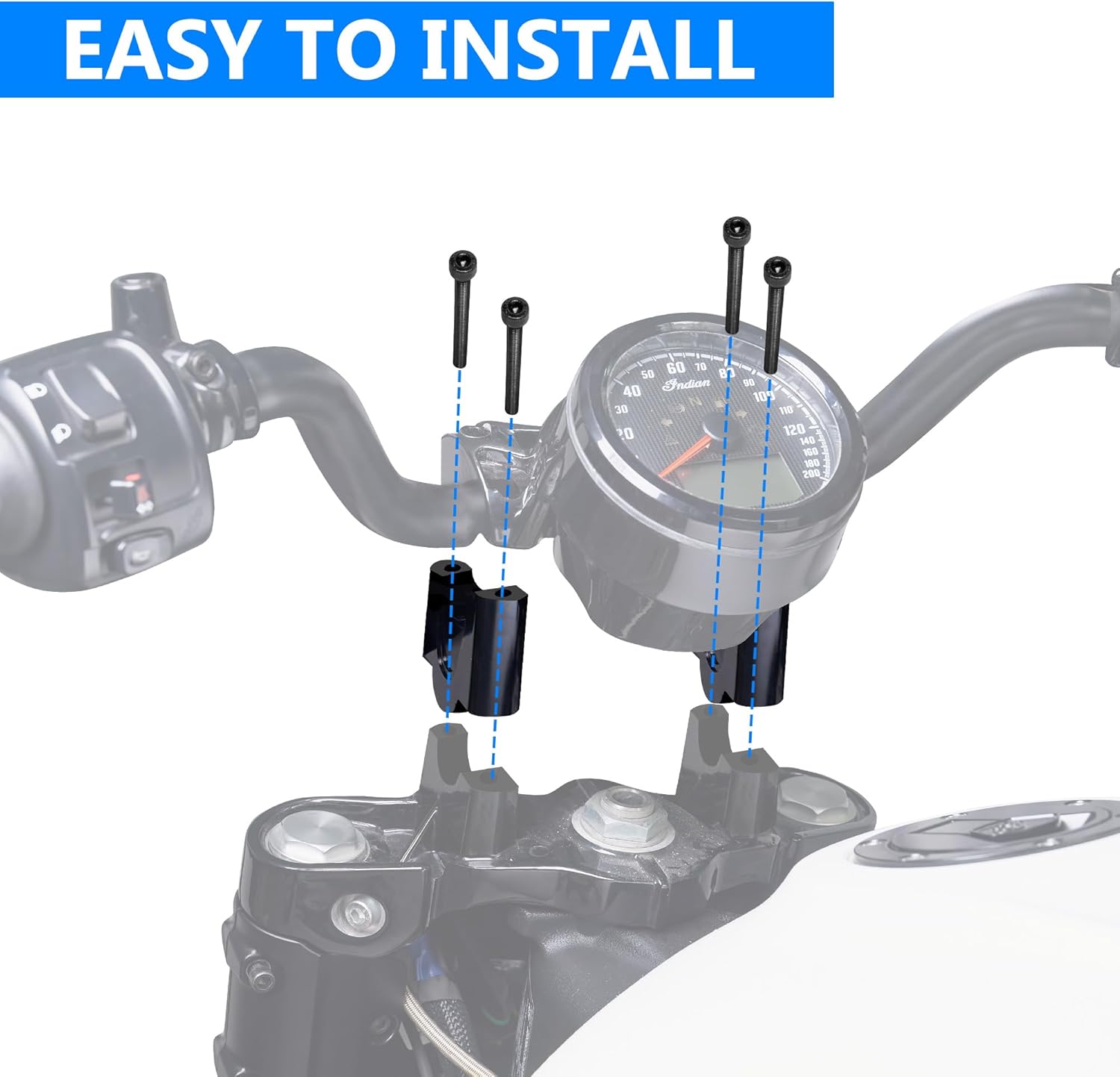 Aluminum 2" Rise Handlebar Riser Kit For Indian Scout/Bobber/Sixty 2015-2025 Models Handle Bar Accessories