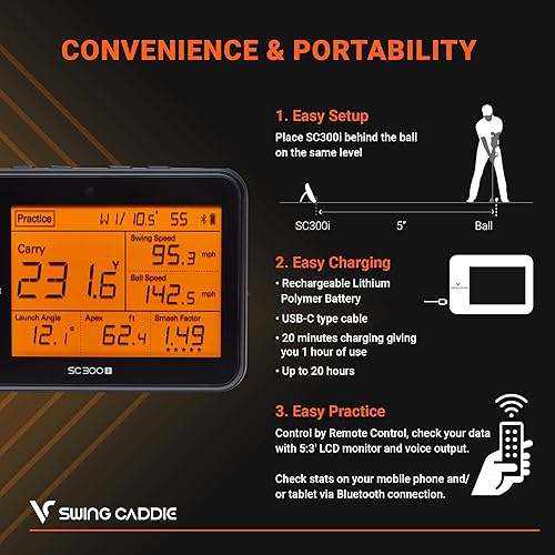 Vista 11 de Monitor portátil de lanzamiento de golf y analizador de swing con seguimiento de datos de disparos en tiempo real - Entrenador de swing de golf