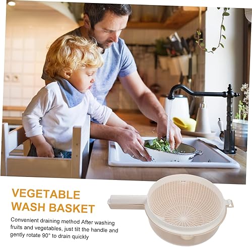 Miniatura 2 de SOLUSTRE Cesta escurridor de mango Colador de mano Cuenco de lavado de cocina Lavadora de verduras Tazón Escurridor de verduras Colador de pasta