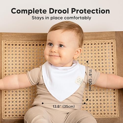 Miniatura 5 de Paquete de 8 baberos orgánicos tipo bandana para bebé, elegantes baberos bandana unisex, baberos superabsorbentes, baberos de dentición suaves para