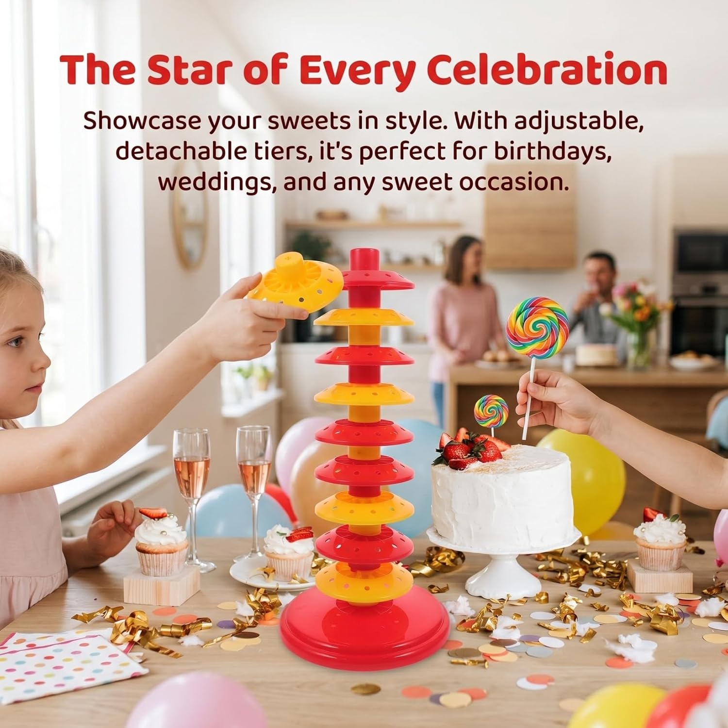 Lollipop Display Stand Tiered Candy Rack Display Stand for Retail Multi-Tier Lollipop Holder Organizer 12.59 X 5.51 X 5.51 in for Weddings Parties Shops