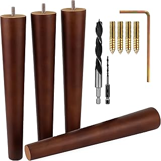 Premium Walnut Wood Furniture Legs (Full Install Kit) - Pick Your Size and Color