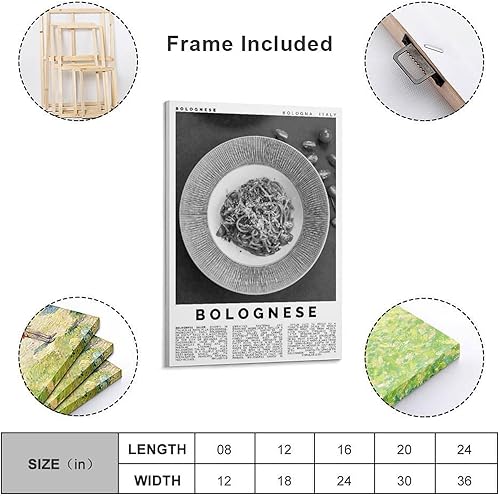 Miniatura 2 de Póster boloñés de Schwarz-Weiß Küchenkunst, boloñesa Druck, Modern Küche Dekor, ilustración de alimentos, póster de pared para el hogar, escuela,
