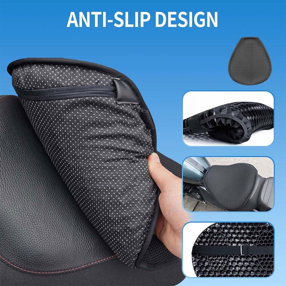 Cuscino Gel Moto per Triumph Scrambler 900 (Classic) 2024, Coprisella Scooter Confortevole Ammortizzante Imbottitura Sella Moto Traspirante 3D a Nido d'Ape