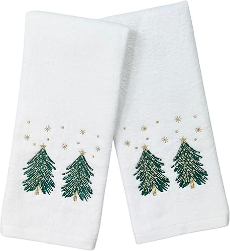 Miniatura 175 de Juego de 2 toallas de mano de baño de Navidad, color gris oscuro, 100% algodón, bordadas, diseño de copos de nieve, 16 x 25 pulgadas, toallas 24 Let