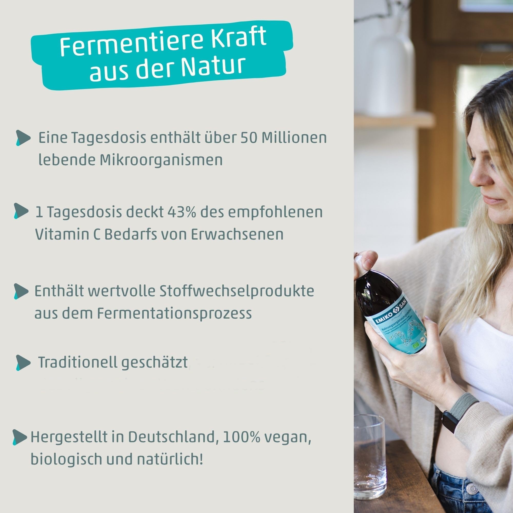 Emiko San Integratore alimentare con Microrganismi Effettivi EM (1 Litro) Emiko