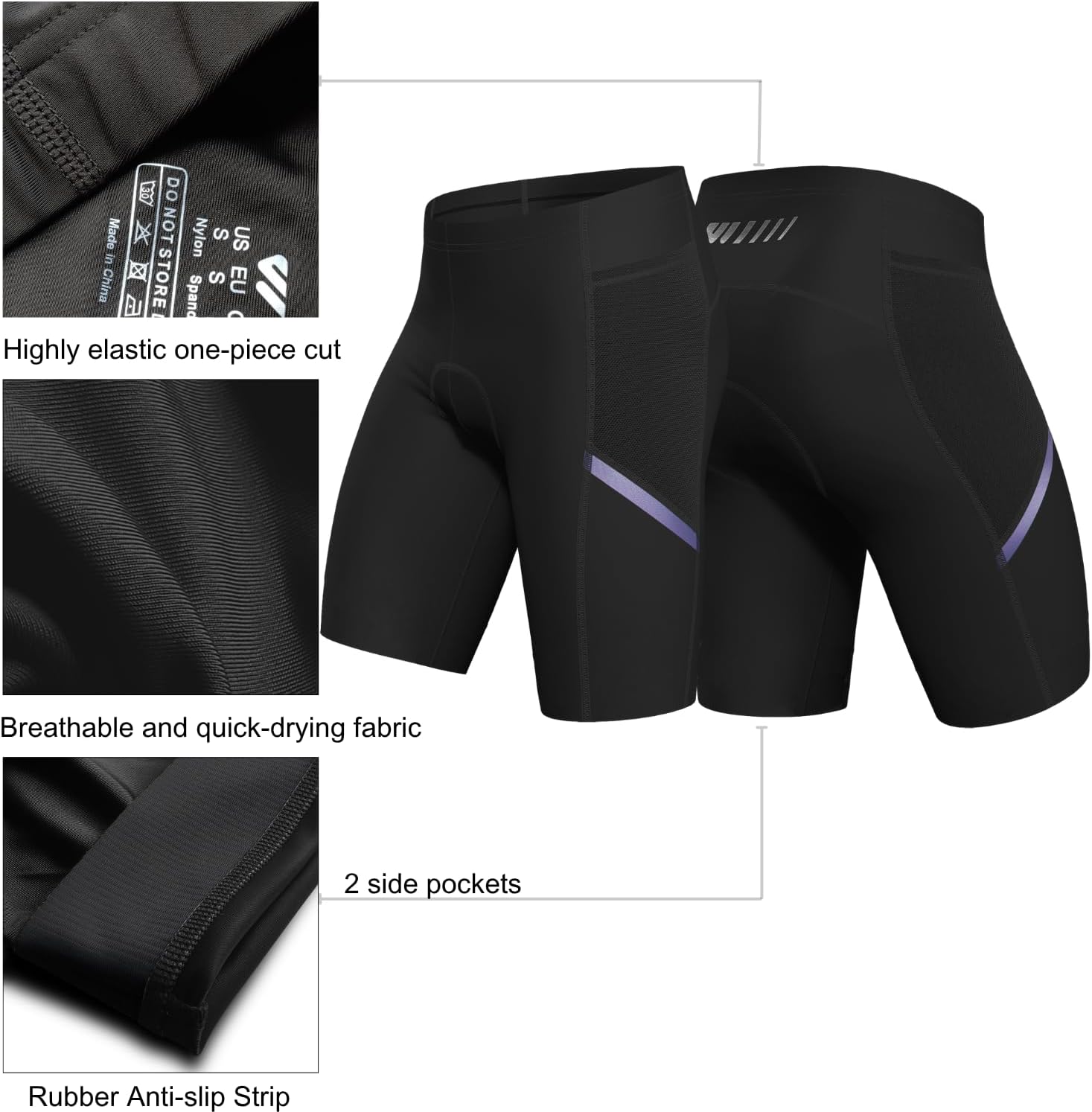 Wulibike Cycling Shorts Men Padded:Tights Highly Elastic Breathable Quick-Drying Road Bike Bicycle Shorts for Men Pockets - Image 5