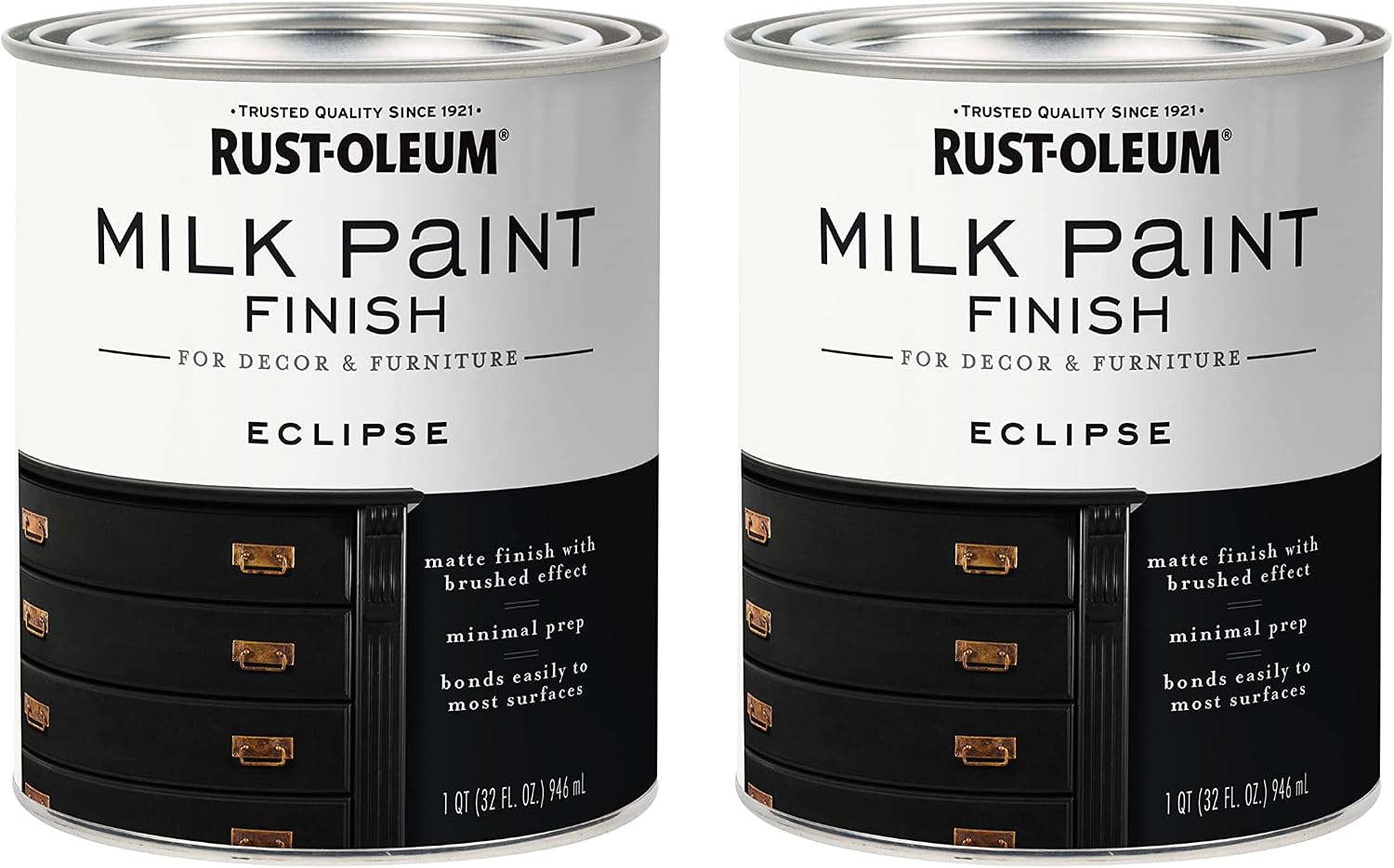 Rust-Oleum 331052 Milk Paint Finish, Quart, Eclipse, 32 Fl Oz (Pack of 2)